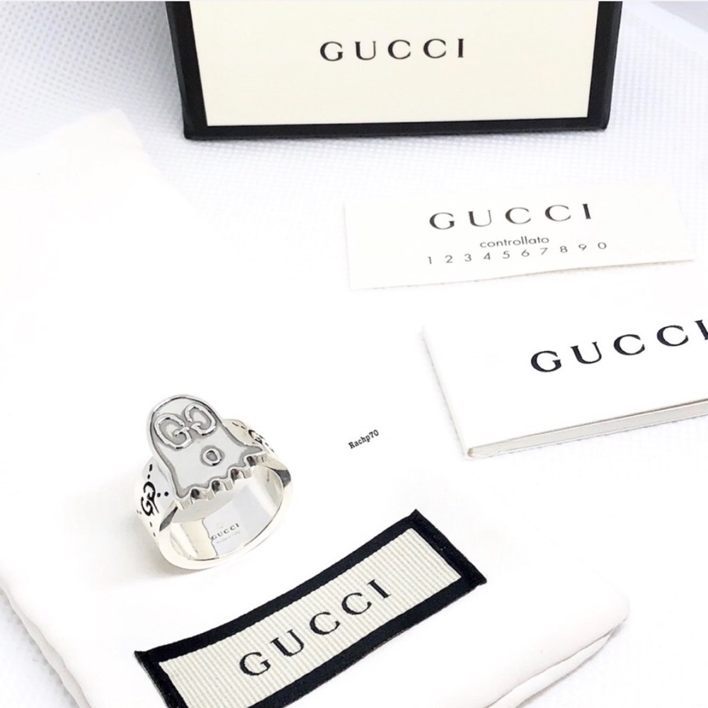 New Authentic Gucci Ghost Sterling Silver Ring - Picture 8 of 10